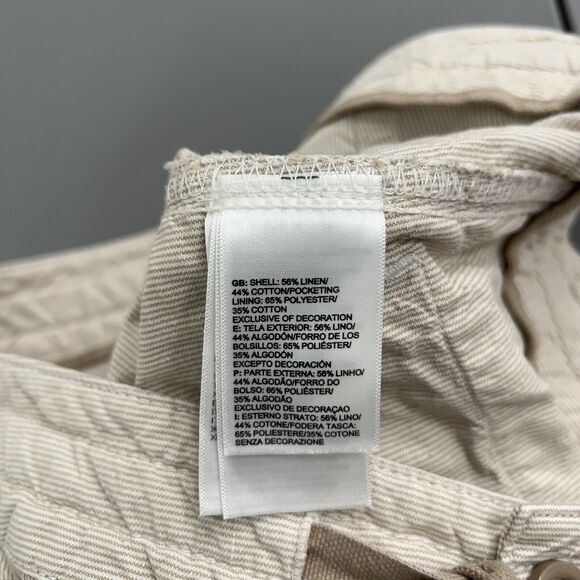 The North Face Shorts Women 6 Beige Linen Cotton Blend Striped 4" inseam Lowrise - Picture 6 of 12